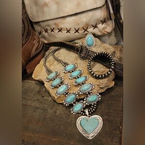 Squash Blossom Turquoise Necklace Handmade Homestead Heart